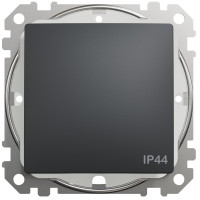 Одноклавишный проходной переключатель IP44, 10А-250В, Черный, Sedna Design SDD214106