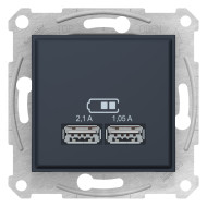 Розетка USB подвійна, Графіт, Sedna SDN2710270
