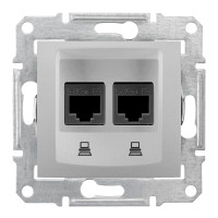 Комп'ютерна розетка подвійна RJ45, кат. 5e, неэкр., UTP з пружинними затискачами, Алюміній, Sedna SDN4400160