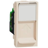 Розетка комп'ютерна RJ45, одинарна, кат.5e UTP, 1 модуль, бежевий, Unica NEW NU341044