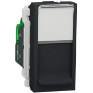 Розетка комп'ютерна RJ45, одинарна, кат.6 STP, 1 модуль, антрацит, Unica NEW NU341654