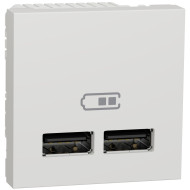 Розетка USB 2.0 зарядна подвійна 2.1А, 2 модуля, білий, Unica NEW NU341818