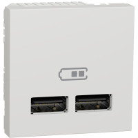 Розетка USB 2.0 зарядна подвійна 2.1А, 2 модуля, білий, Unica NEW NU341818