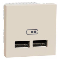 Розетка USB 2.0 зарядна подвійна 2.1А, 2 модуля, бежевий, Unica NEW NU341844