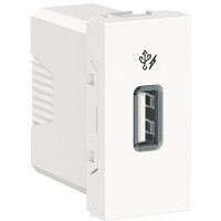 Розетка USB 2.0 зарядна 1.05А, 1 модуль, білий, Unica NEW NU342818