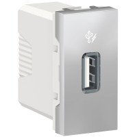Розетка USB 2.0 зарядна 1.05А, 1 модуль, алюміній, Unica NEW NU342830