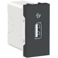 Розетка USB 2.0 зарядна 1.05А, 1 модуль, антрацит, Unica NEW NU342854