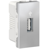 Розетка для передачі даних USB 2.0, 1 модуль, алюміній, Unica NEW NU342930
