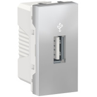 Розетка для передачі даних USB 2.0, 1 модуль, алюміній, Unica NEW NU342930